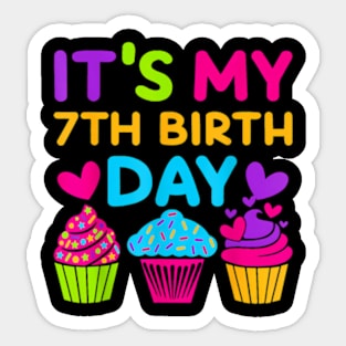 7 Years Old Rainbow Girls 7Th Birthday For Girls Kids Sticker